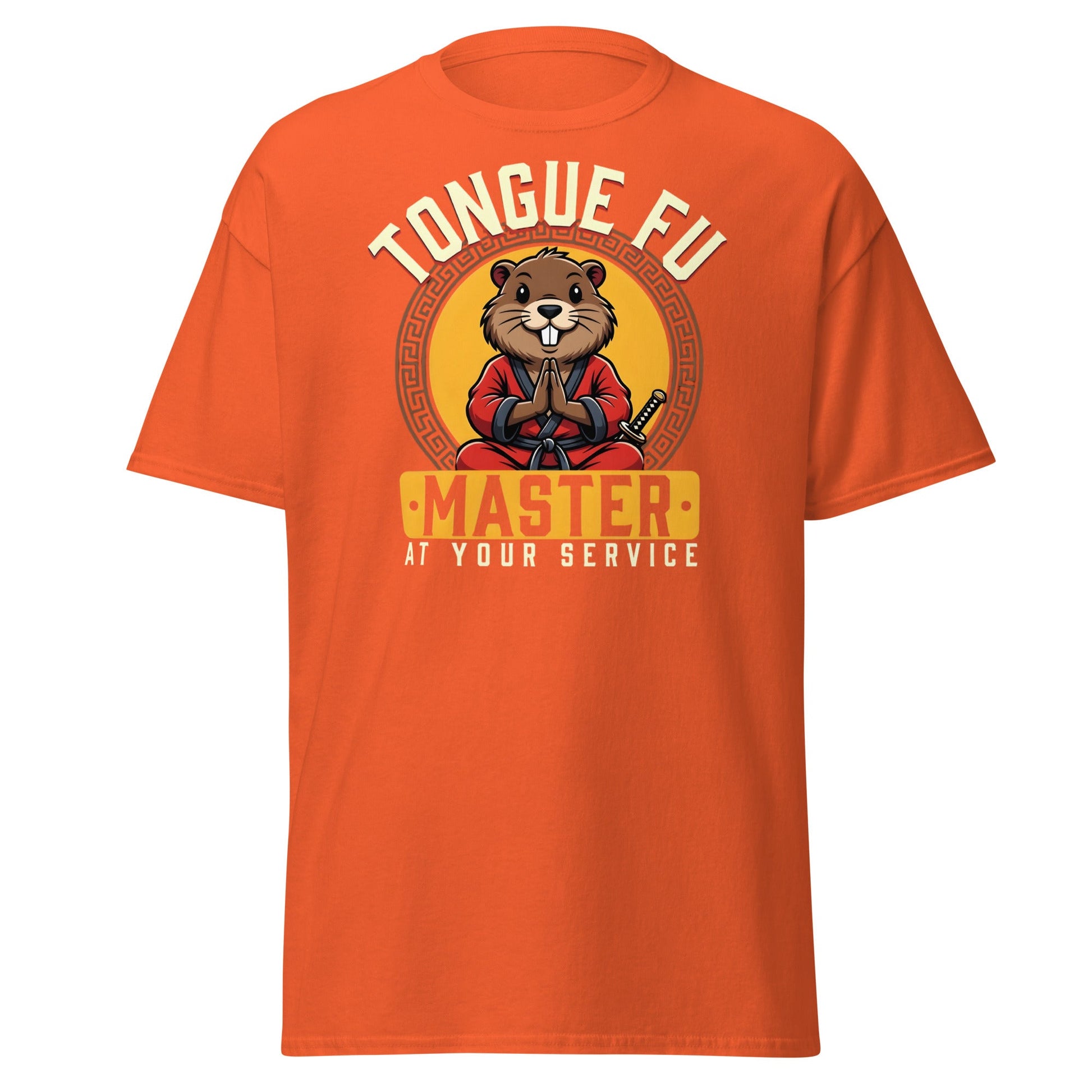 Tongue Fu Master T-Shirt | Funny Beaver Martial Arts Tee - Orange - T-Shirts Online