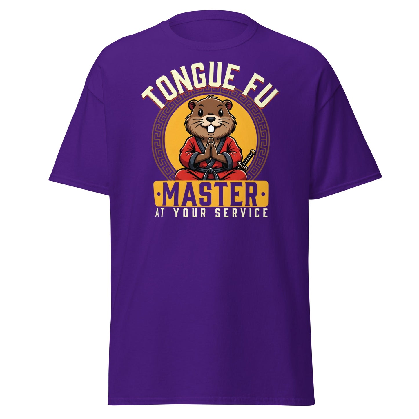 Tongue Fu Master T-Shirt | Funny Beaver Martial Arts Tee - Purple - T-Shirts Online