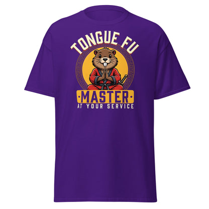 Tongue Fu Master T-Shirt | Funny Beaver Martial Arts Tee - Purple - T-Shirts Online