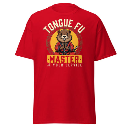 Tongue Fu Master T-Shirt | Funny Beaver Martial Arts Tee - Red - T-Shirts Online