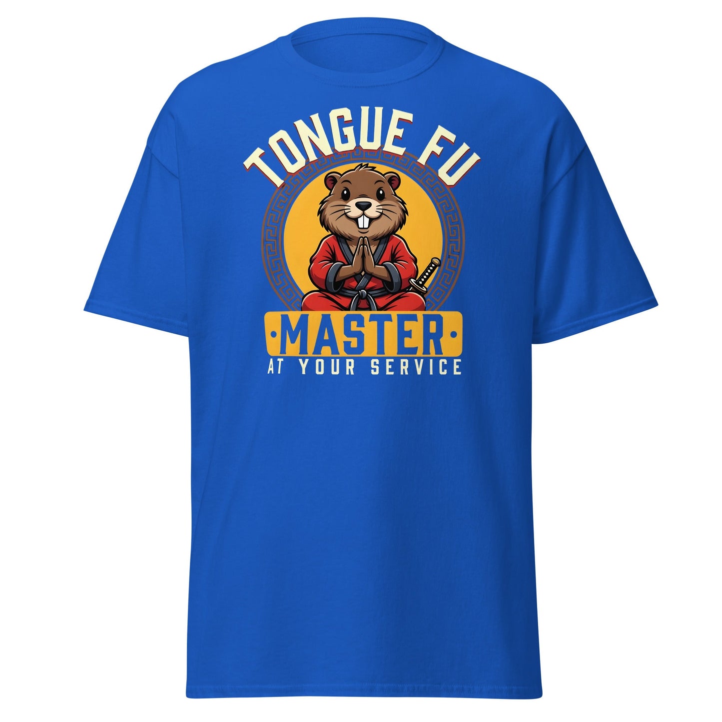 Tongue Fu Master T-Shirt | Funny Beaver Martial Arts Tee - Royal - T-Shirts Online