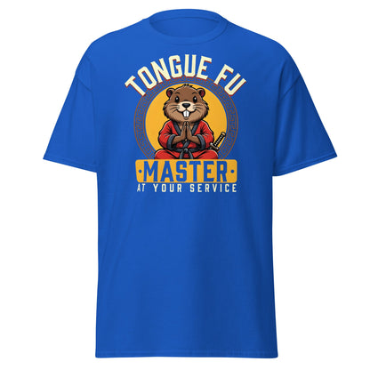 Tongue Fu Master T-Shirt | Funny Beaver Martial Arts Tee - Royal - T-Shirts Online