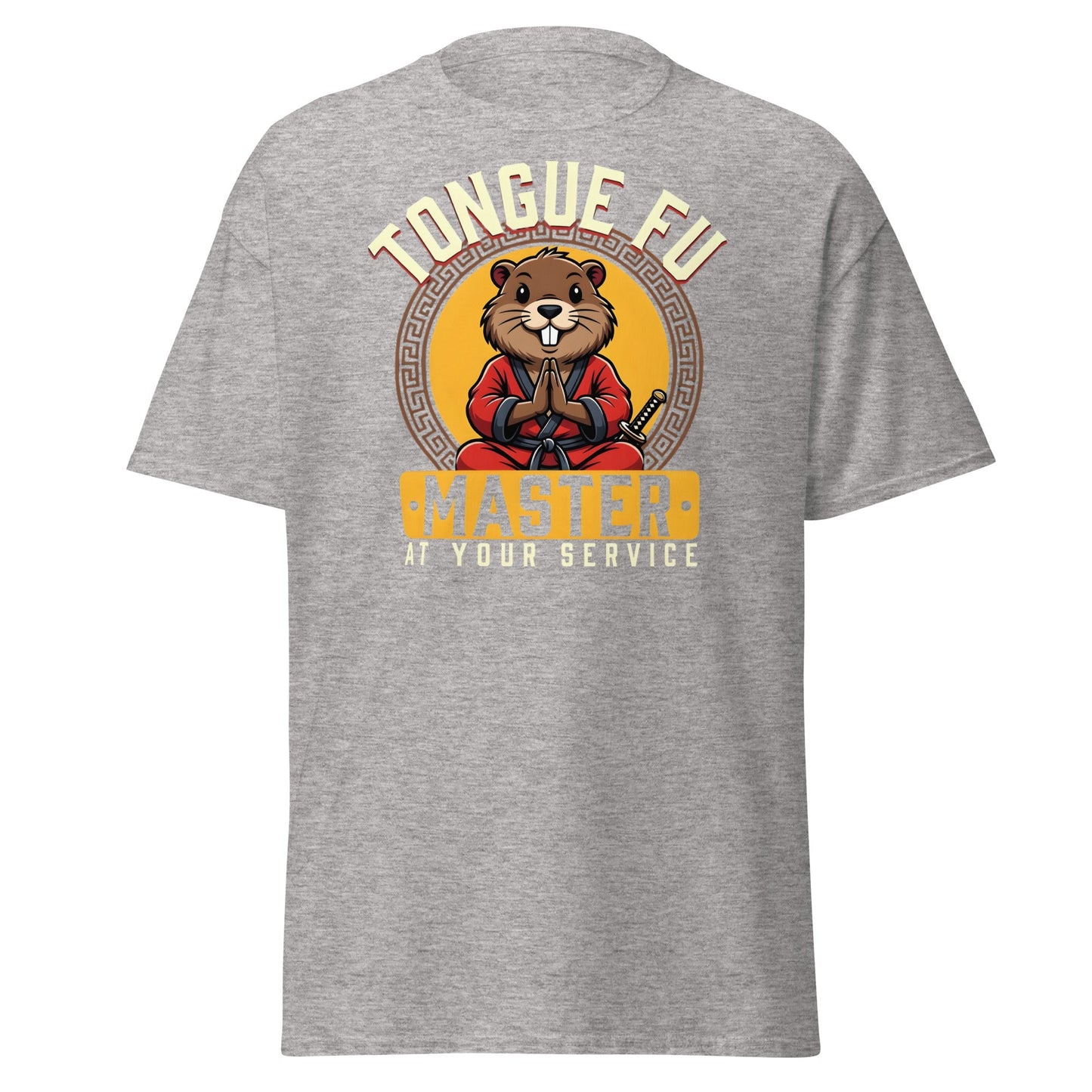 Tongue Fu Master T-Shirt | Funny Beaver Martial Arts Tee - Sport Grey - T-Shirts Online