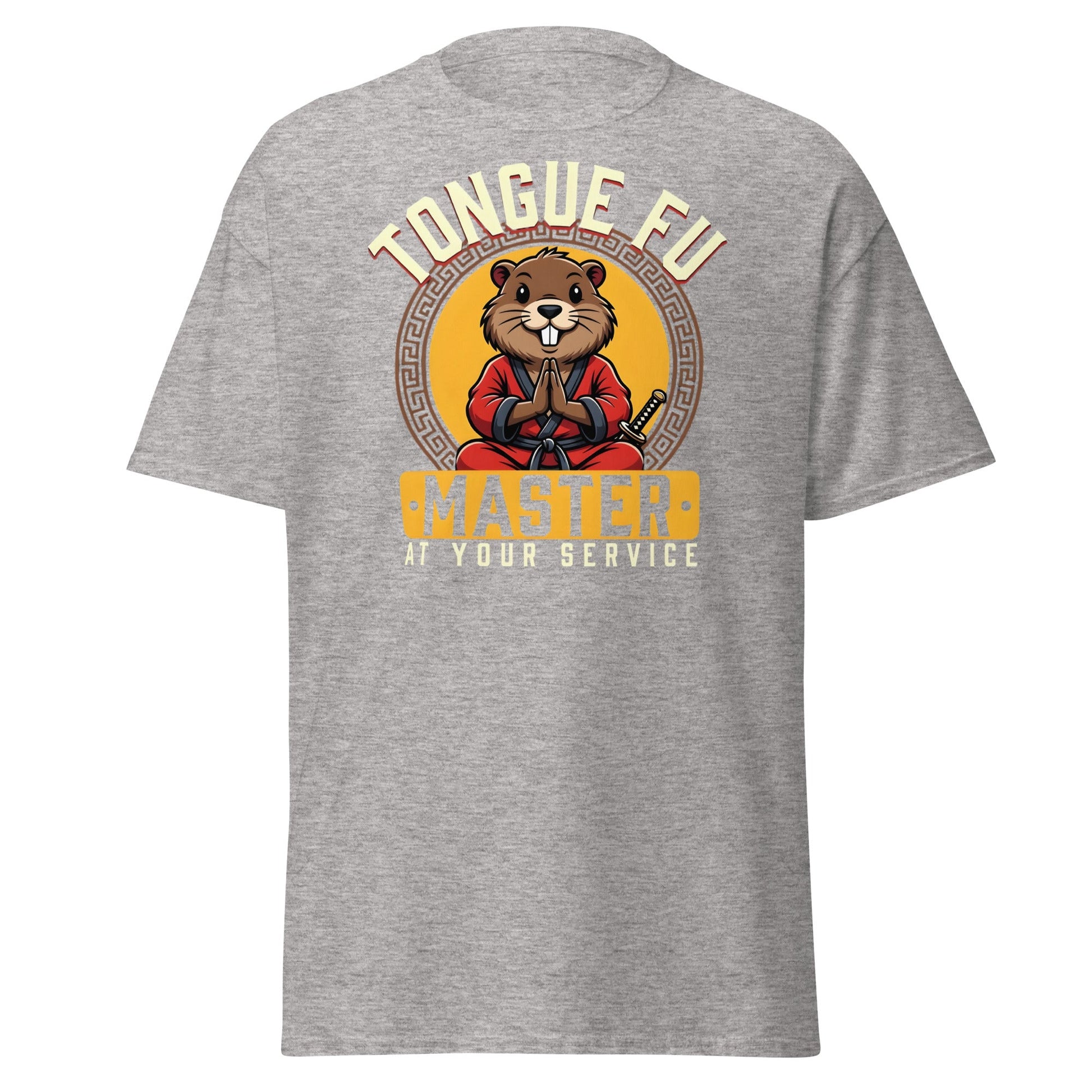 Tongue Fu Master T-Shirt | Funny Beaver Martial Arts Tee - Sport Grey - T-Shirts Online