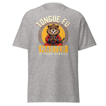 Tongue Fu Master T-Shirt | Funny Beaver Martial Arts Tee - Sport Grey - T-Shirts Online
