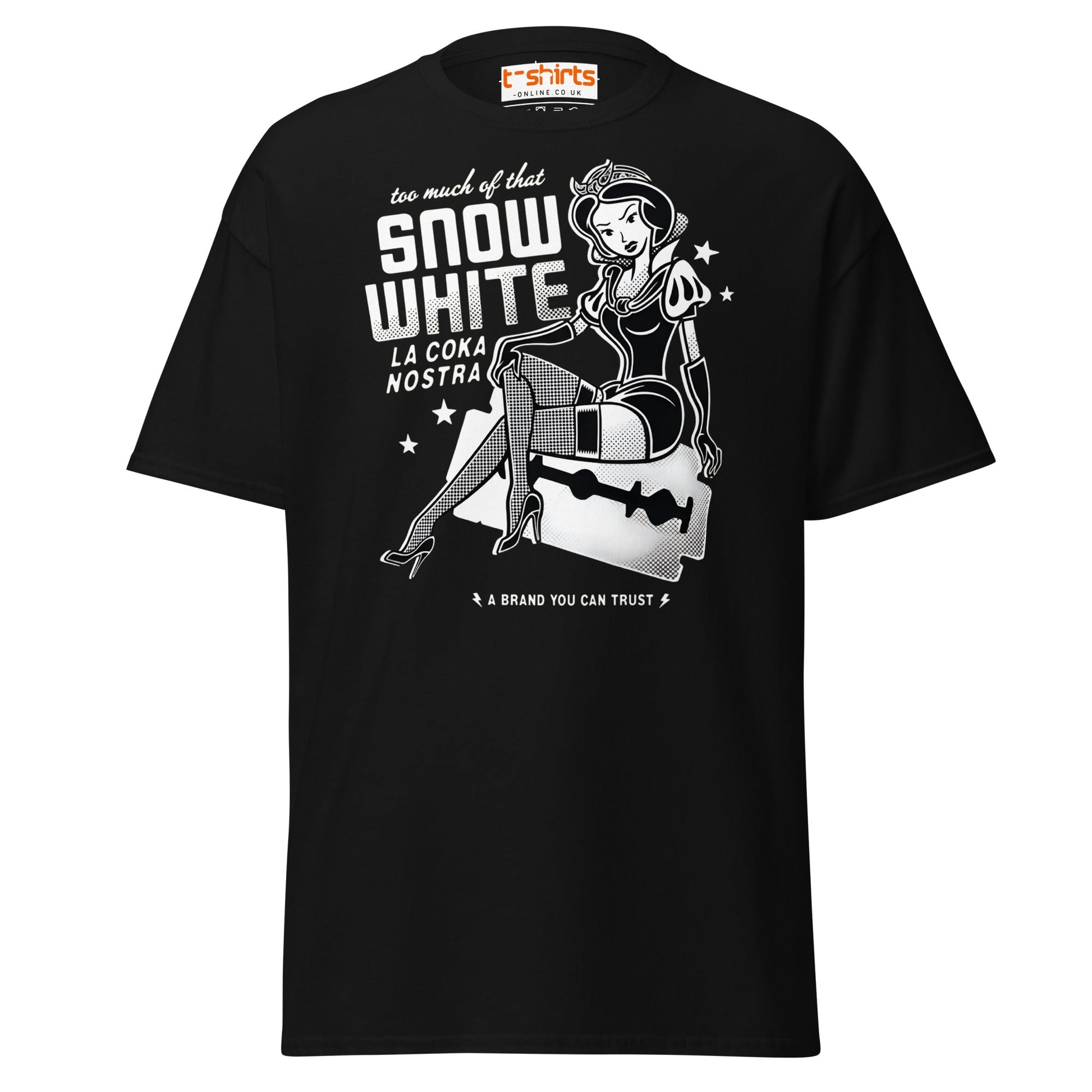 Too Much of That Snow White Funny Adult T-Shirt - Black - T-Shirts Online