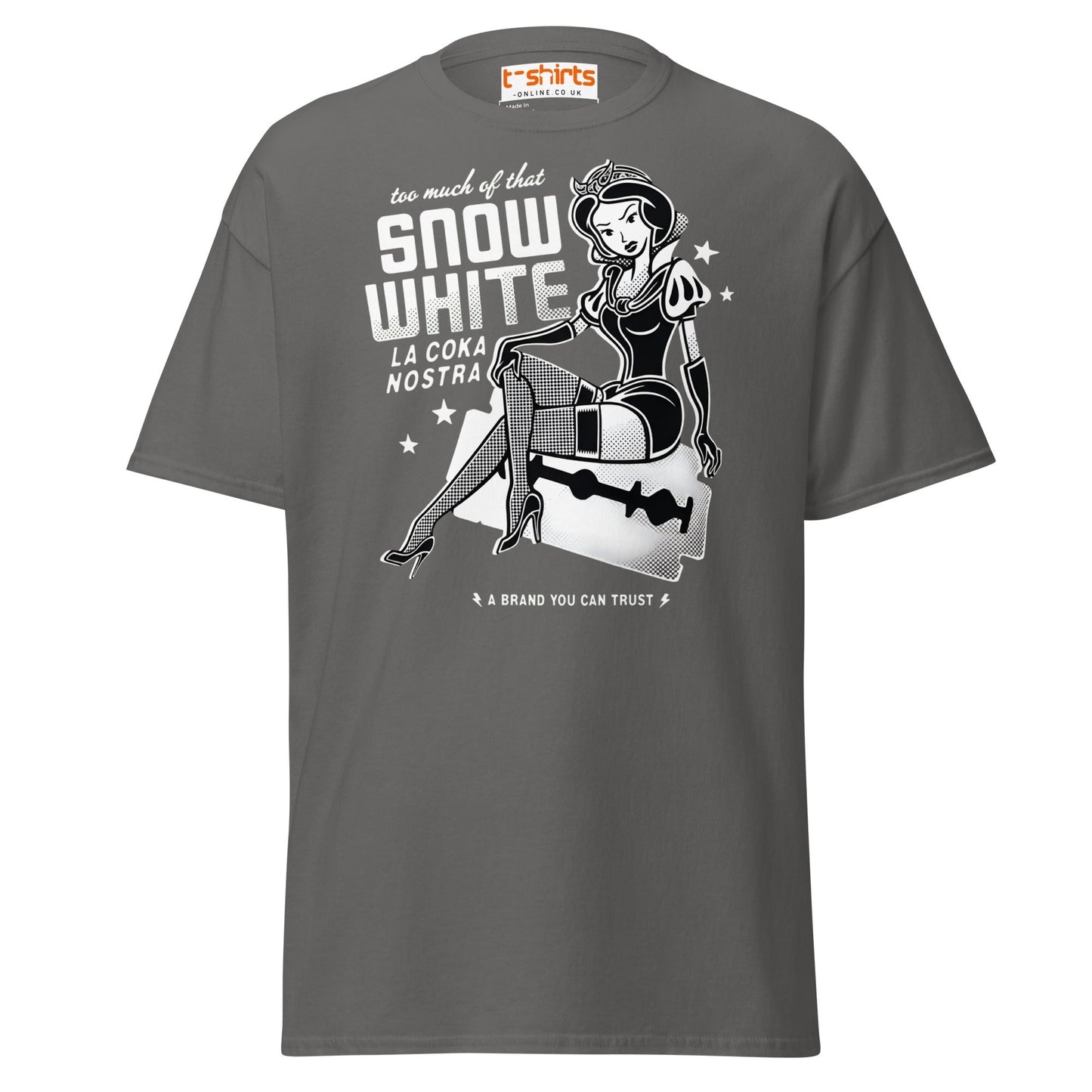 Too Much of That Snow White Funny Adult T-Shirt - Charcoal - T-Shirts Online