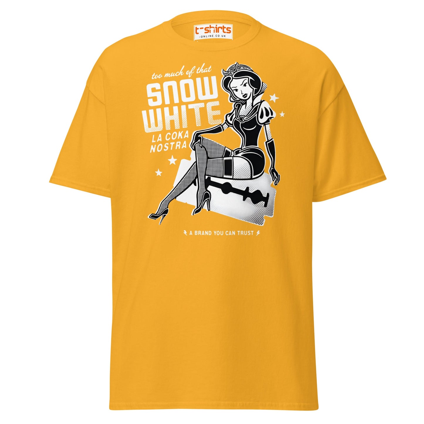 Too Much of That Snow White Funny Adult T-Shirt - Gold - T-Shirts Online
