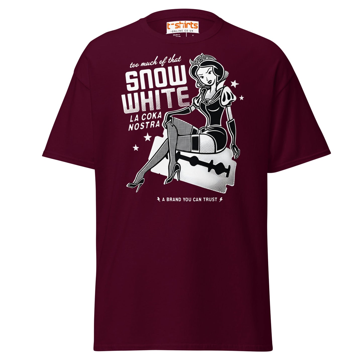Too Much of That Snow White Funny Adult T-Shirt - Maroon - T-Shirts Online