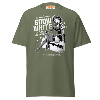 Too Much of That Snow White Funny Adult T-Shirt - Military Green - T-Shirts Online