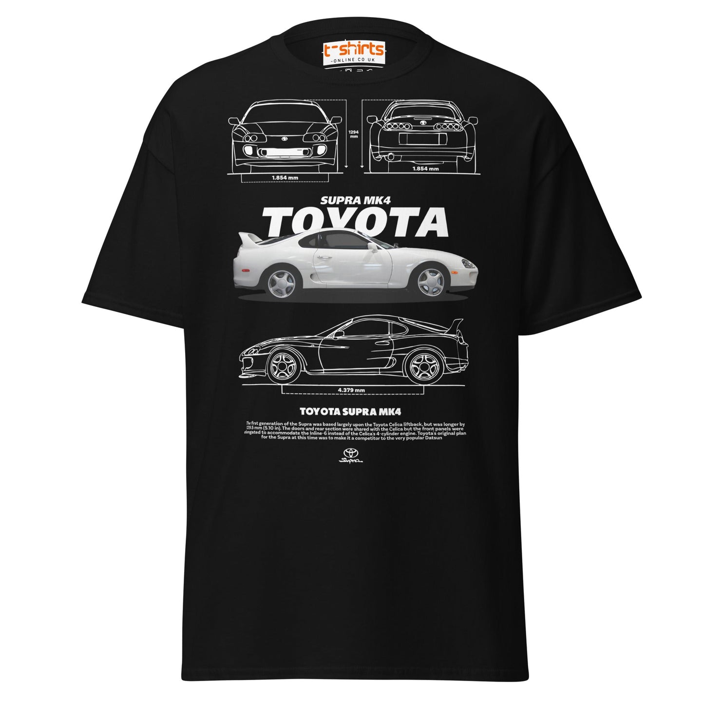 Toyota Supra MK4 T-Shirt – Classic JDM Car Blueprint Tee - Black - T-Shirts Online