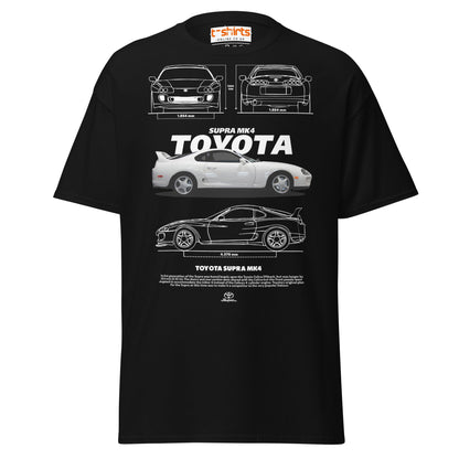 Toyota Supra MK4 T-Shirt – Classic JDM Car Blueprint Tee - Black - T-Shirts Online