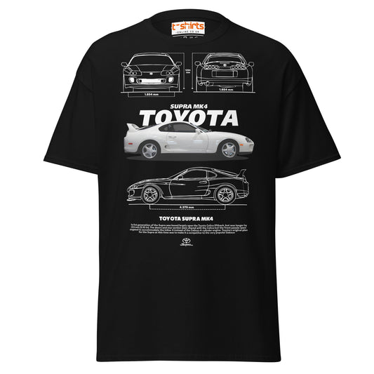 Toyota Supra MK4 T-Shirt – Classic JDM Car Blueprint Tee - Black - T-Shirts Online