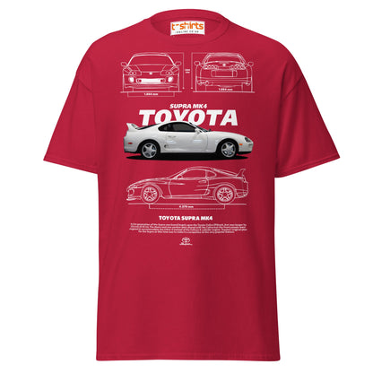 Toyota Supra MK4 T-Shirt – Classic JDM Car Blueprint Tee - Cardinal - T-Shirts Online