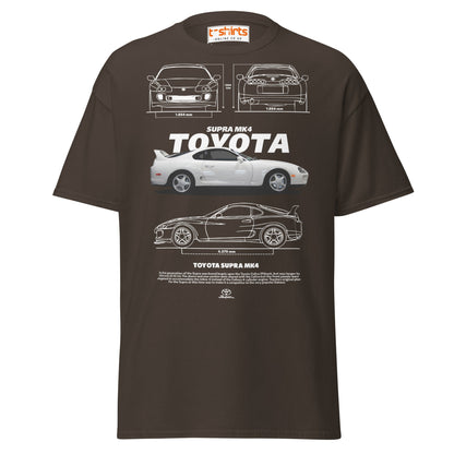Toyota Supra MK4 T-Shirt – Classic JDM Car Blueprint Tee - Dark Chocolate - T-Shirts Online