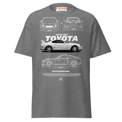 Toyota Supra MK4 T-Shirt – Classic JDM Car Blueprint Tee - Graphite Heather - T-Shirts Online
