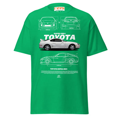 Toyota Supra MK4 T-Shirt – Classic JDM Car Blueprint Tee - Irish Green - T-Shirts Online