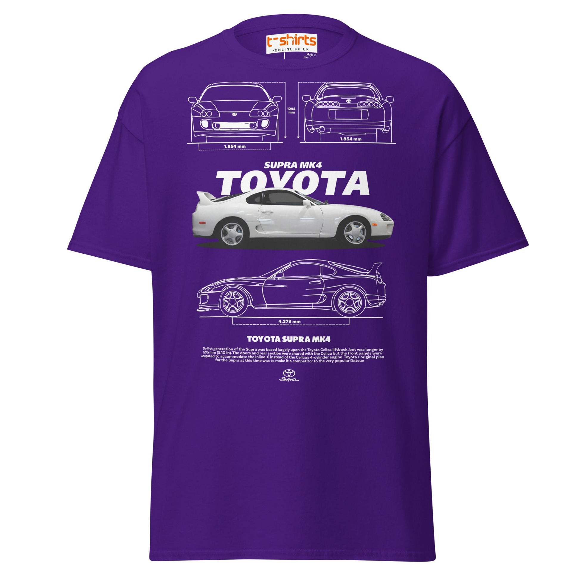 Toyota Supra MK4 T-Shirt – Classic JDM Car Blueprint Tee - Purple - T-Shirts Online