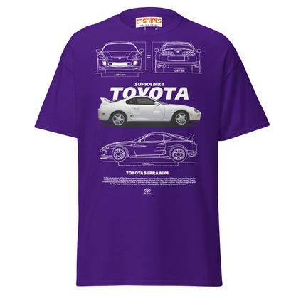 Toyota Supra MK4 T-Shirt – Classic JDM Car Blueprint Tee - Purple - T-Shirts Online