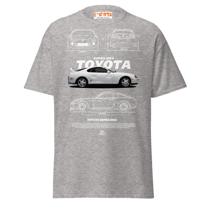 Toyota Supra MK4 T-Shirt – Classic JDM Car Blueprint Tee - Sport Grey - T-Shirts Online