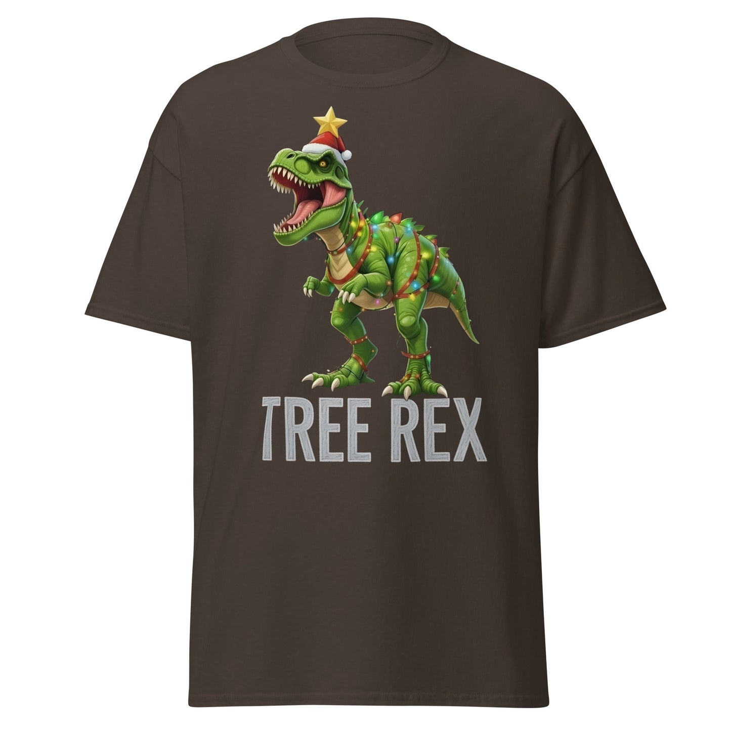 Tree Rex Christmas Shirt | Funny Dinosaur Holiday T-Shirt - Dark Chocolate - T-Shirts Online