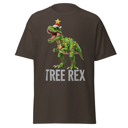 Tree Rex Christmas Shirt | Funny Dinosaur Holiday T-Shirt - Dark Chocolate - T-Shirts Online