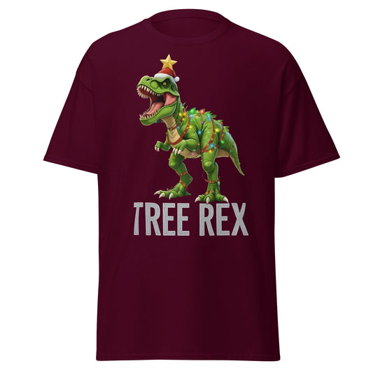 Tree Rex Christmas Shirt | Funny Dinosaur Holiday T-Shirt - Maroon - T-Shirts Online