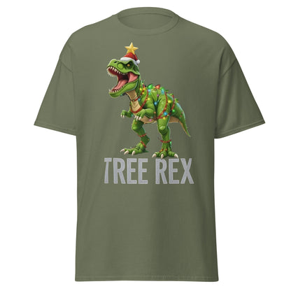 Tree Rex Christmas Shirt | Funny Dinosaur Holiday T-Shirt - Military Green - T-Shirts Online