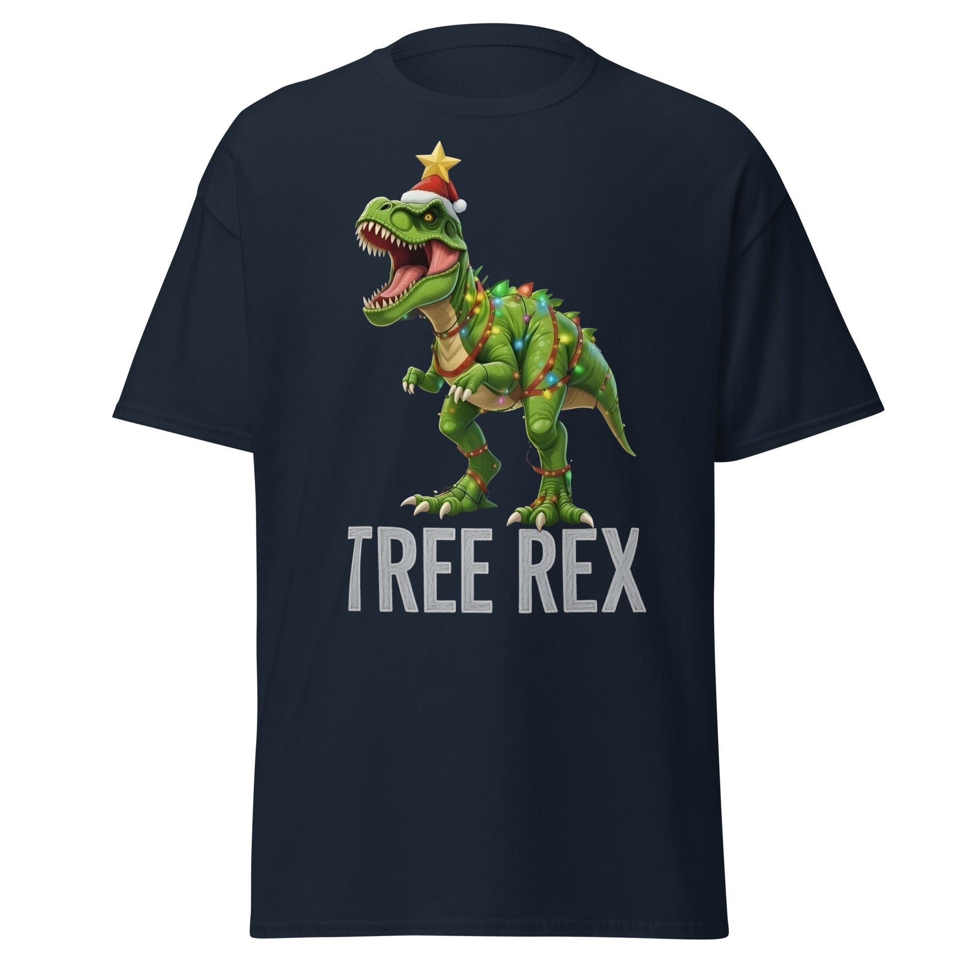 Tree Rex Christmas Shirt | Funny Dinosaur Holiday T-Shirt - Navy - T-Shirts Online