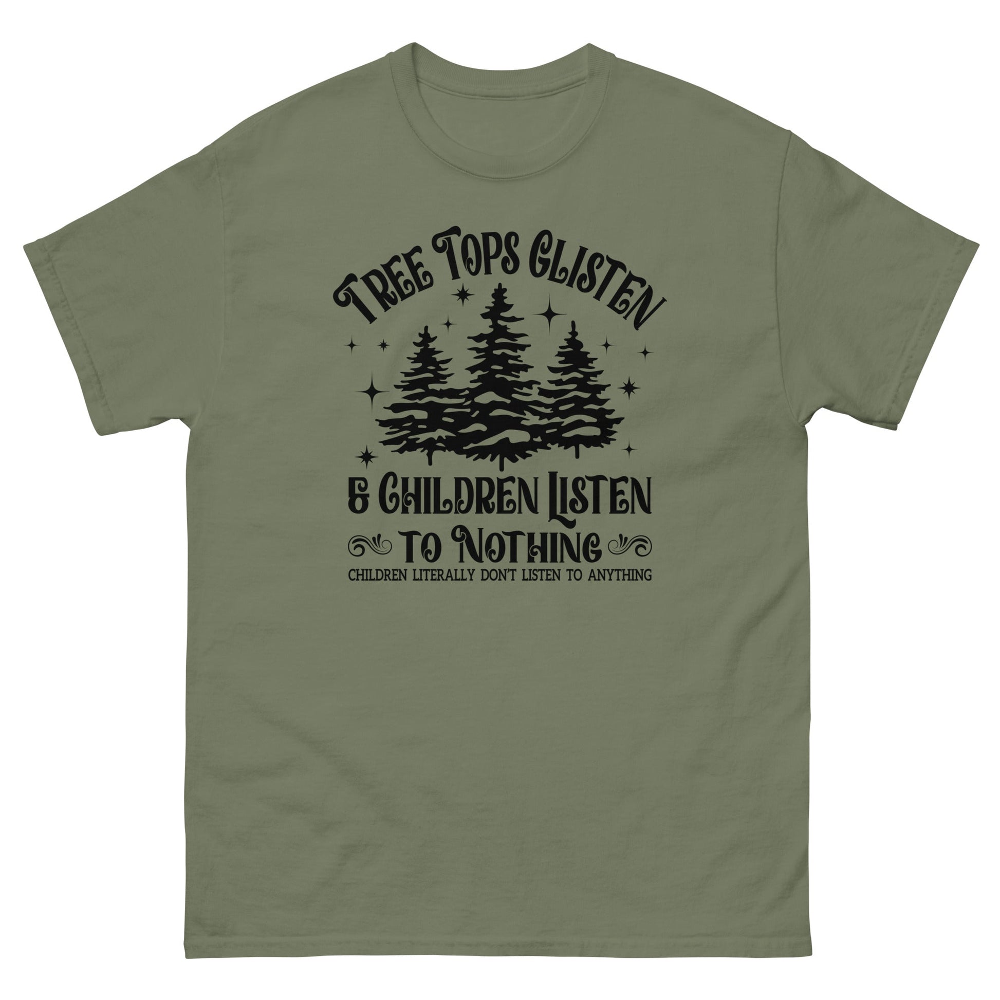 Tree Tops Glisten | Christmas T-Shirt - Military Green - T-Shirts Online