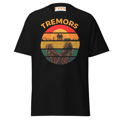 Tremors T-Shirt – Retro Sunset Graboid Movie Monster Tee - Black - T-Shirts Online