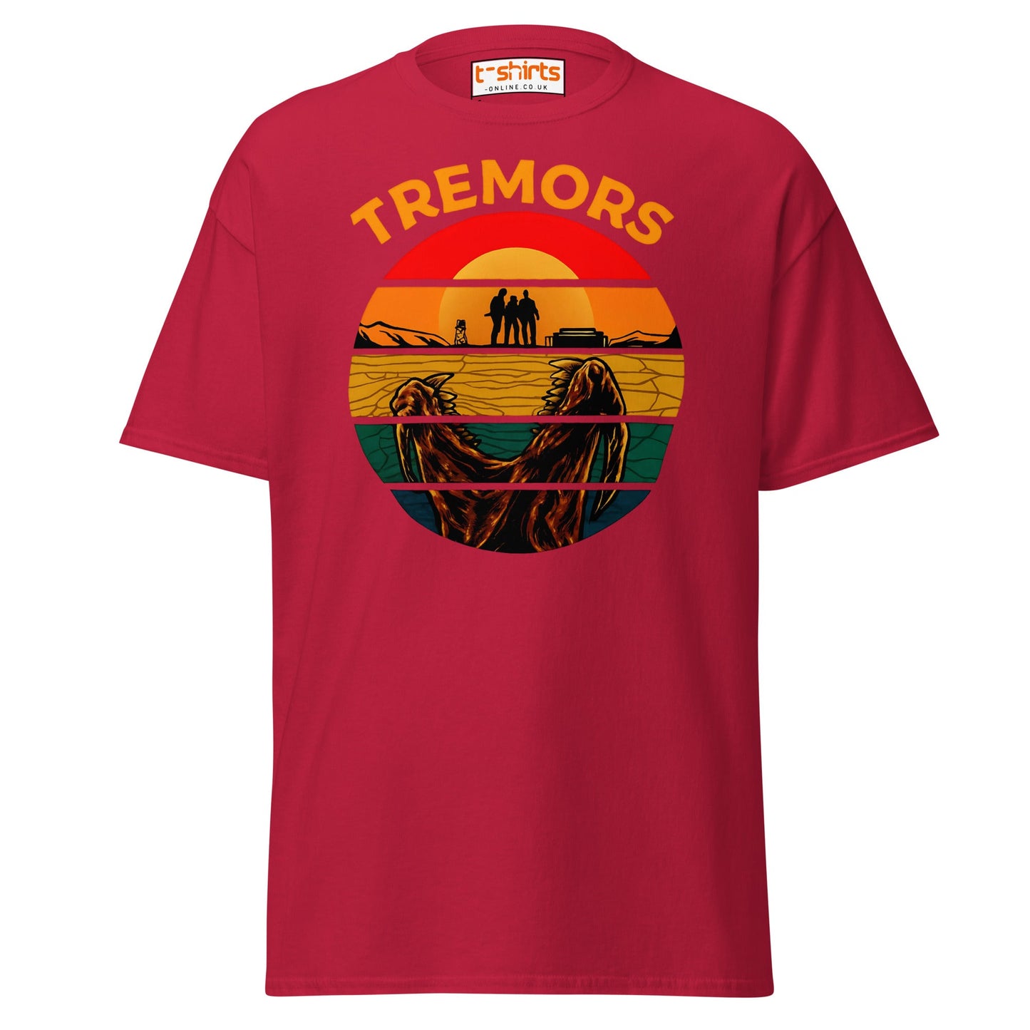 Tremors T-Shirt – Retro Sunset Graboid Movie Monster Tee - Cardinal - T-Shirts Online