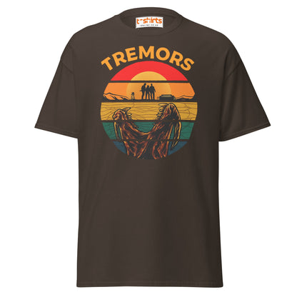 Tremors T-Shirt – Retro Sunset Graboid Movie Monster Tee - Dark Chocolate - T-Shirts Online