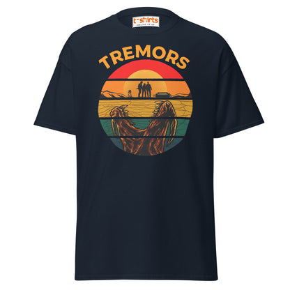 Tremors T-Shirt – Retro Sunset Graboid Movie Monster Tee - Navy - T-Shirts Online