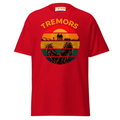 Tremors T-Shirt – Retro Sunset Graboid Movie Monster Tee - Red - T-Shirts Online