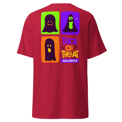 Trick or Treat Ghost Blocks Halloween T-Shirt - Cardinal - T-Shirts Online