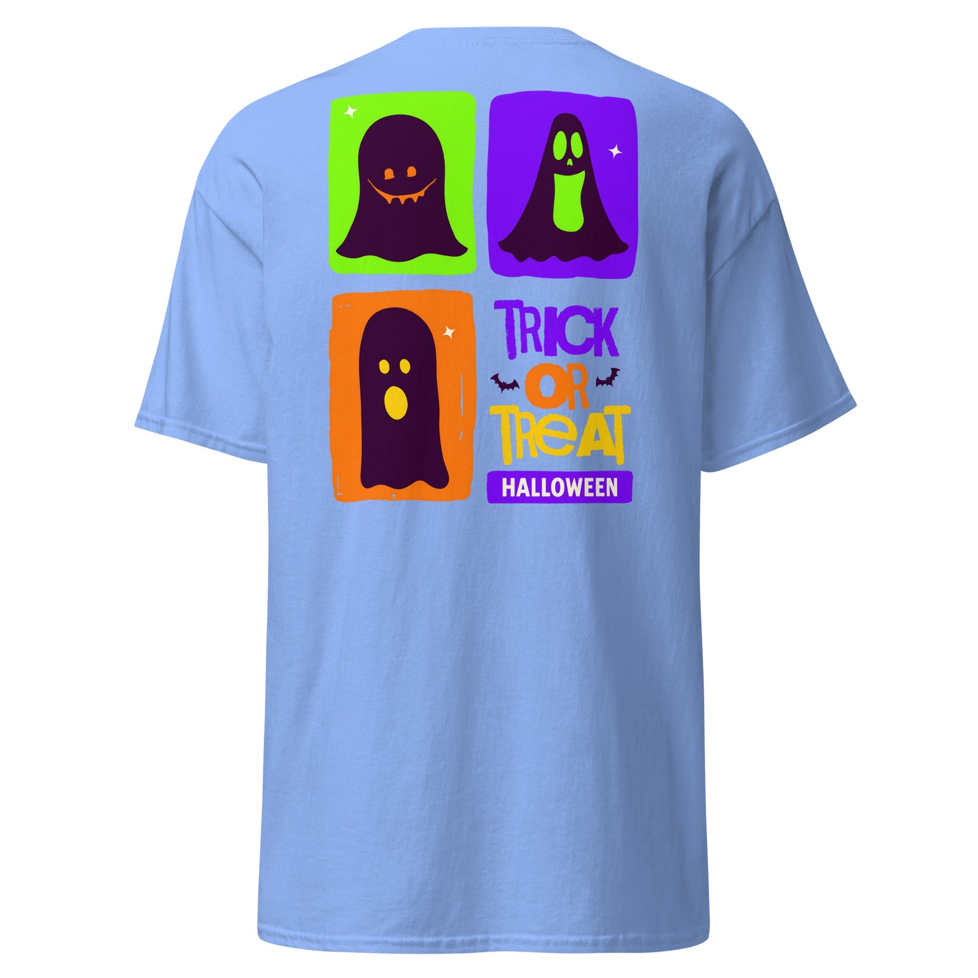 Trick or Treat Ghost Blocks Halloween T-Shirt - Carolina Blue - T-Shirts Online