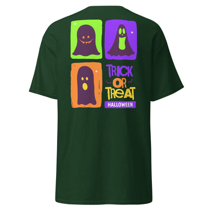 Trick or Treat Ghost Blocks Halloween T-Shirt - Forest Green - T-Shirts Online
