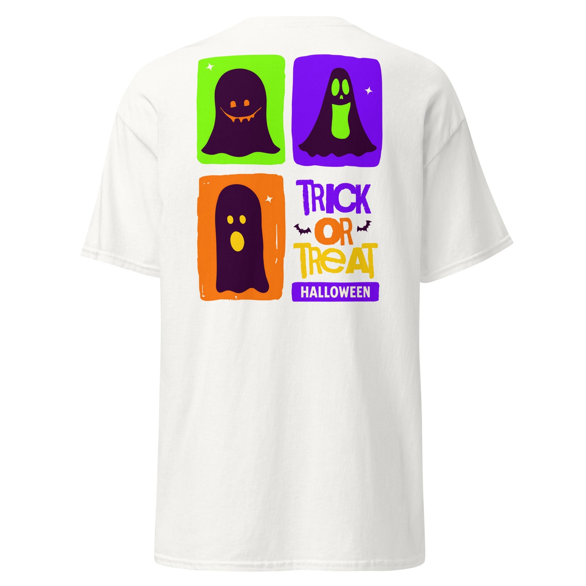 Trick or Treat Ghost Blocks Halloween T-Shirt - White - T-Shirts Online