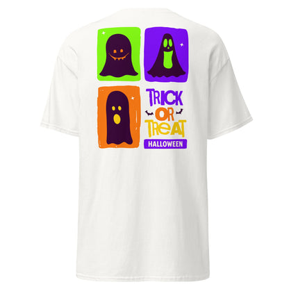 Trick or Treat Ghost Blocks Halloween T-Shirt - White - T-Shirts Online