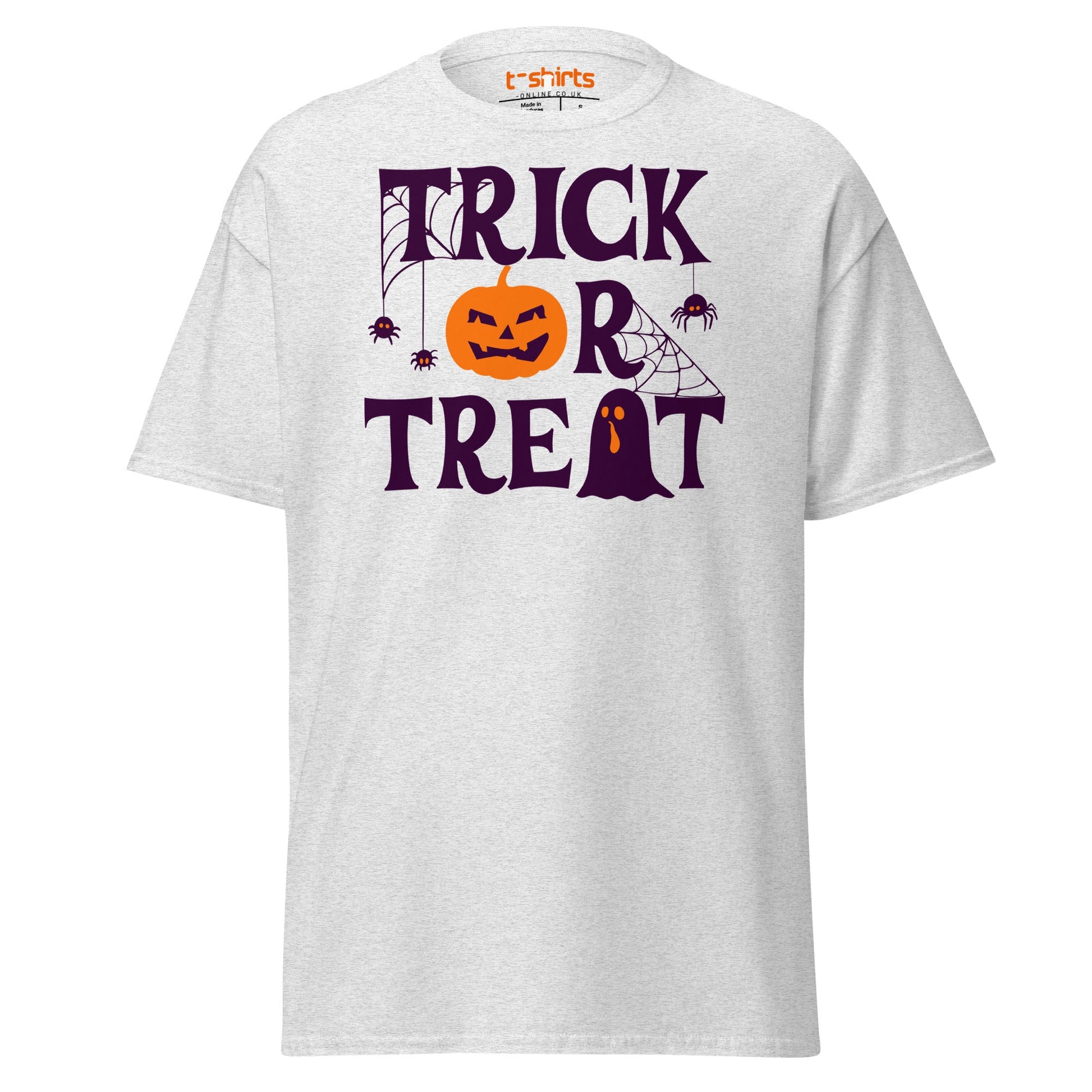 Trick or Treat Pumpkin Ghost Halloween T-Shirt - Ash - T-Shirts Online