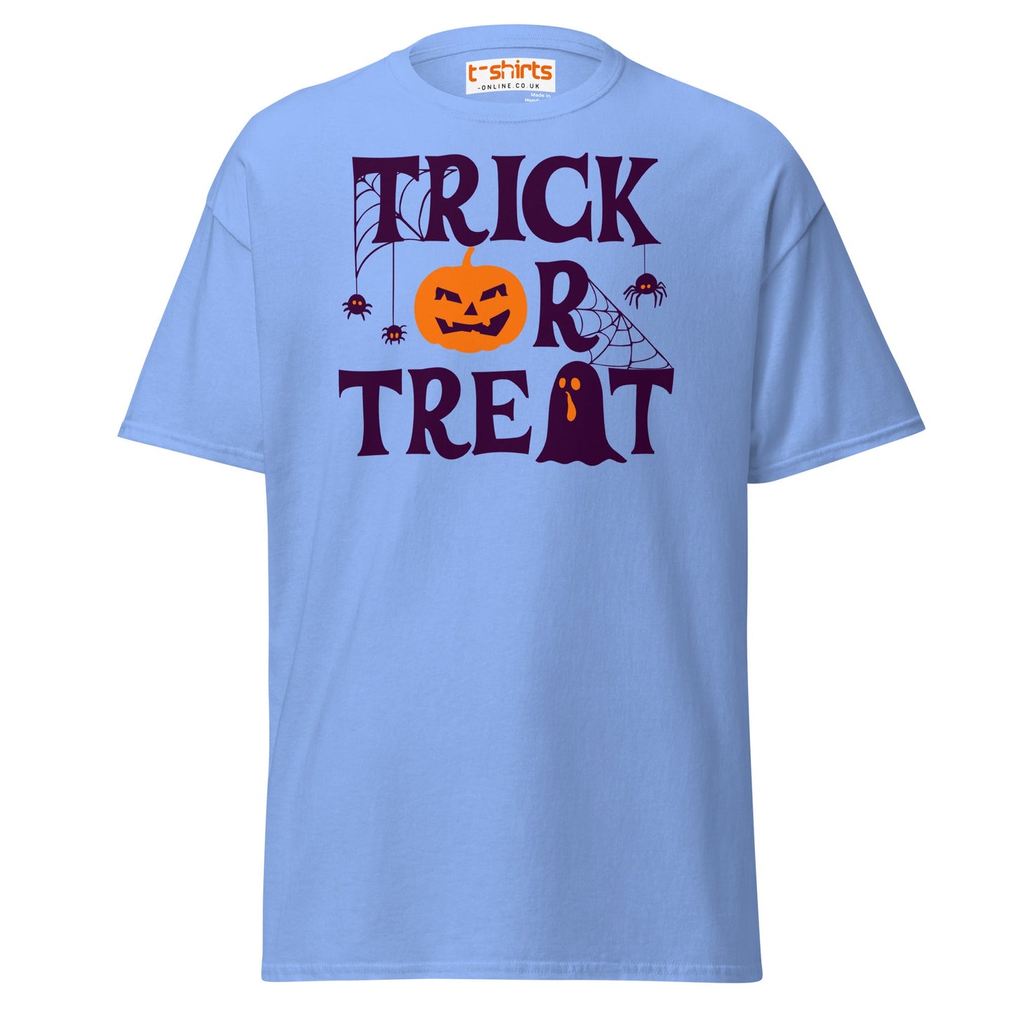 Trick or Treat Pumpkin Ghost Halloween T-Shirt - Carolina Blue - T-Shirts Online