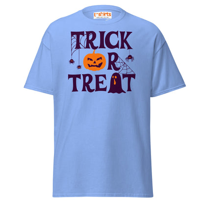 Trick or Treat Pumpkin Ghost Halloween T-Shirt - Carolina Blue - T-Shirts Online