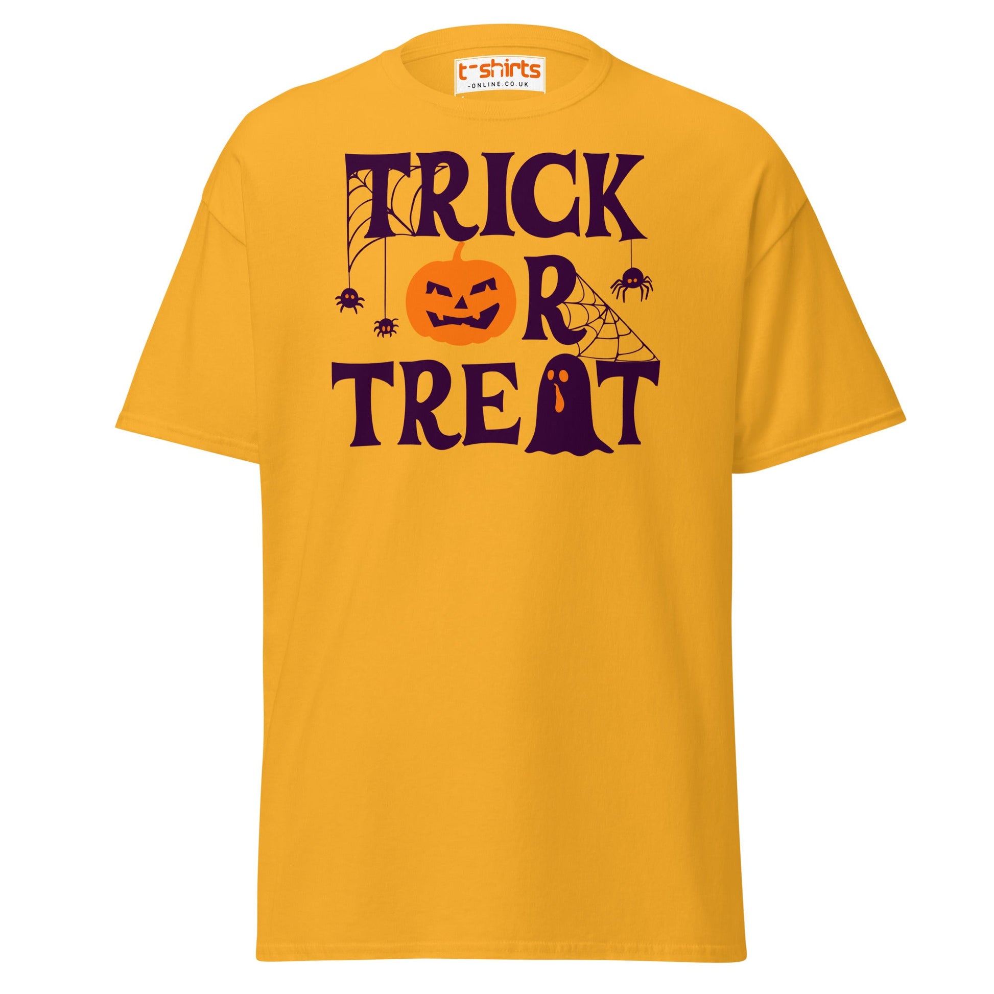 Trick or Treat Pumpkin Ghost Halloween T-Shirt - Gold - T-Shirts Online