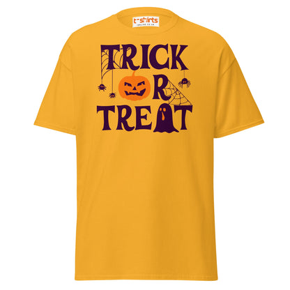 Trick or Treat Pumpkin Ghost Halloween T-Shirt - Gold - T-Shirts Online