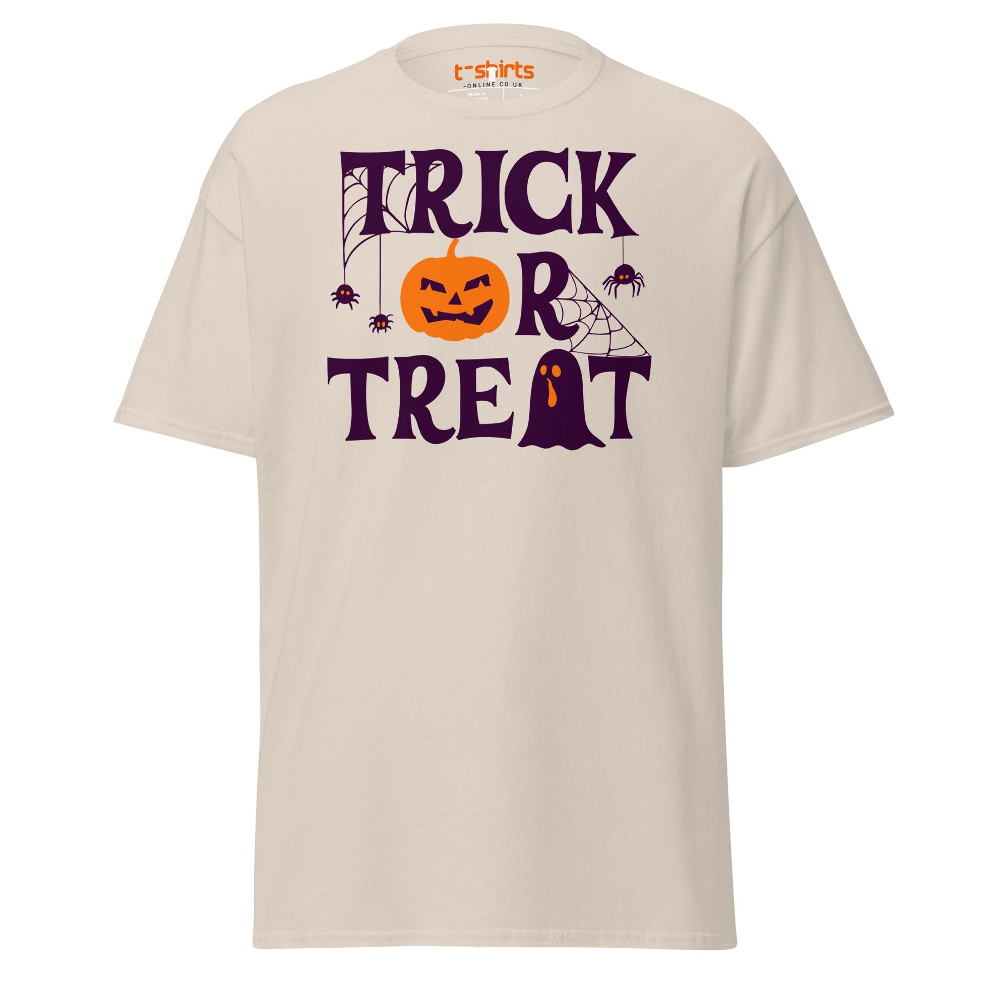 Trick or Treat Pumpkin Ghost Halloween T-Shirt - Natural - T-Shirts Online