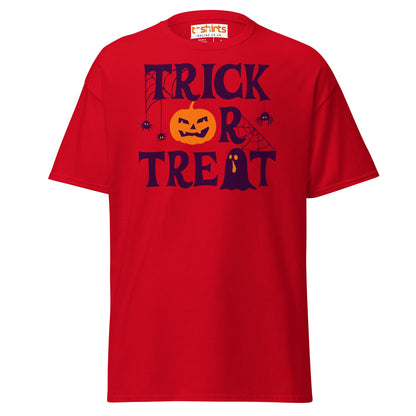 Trick or Treat Pumpkin Ghost Halloween T-Shirt - Red - T-Shirts Online