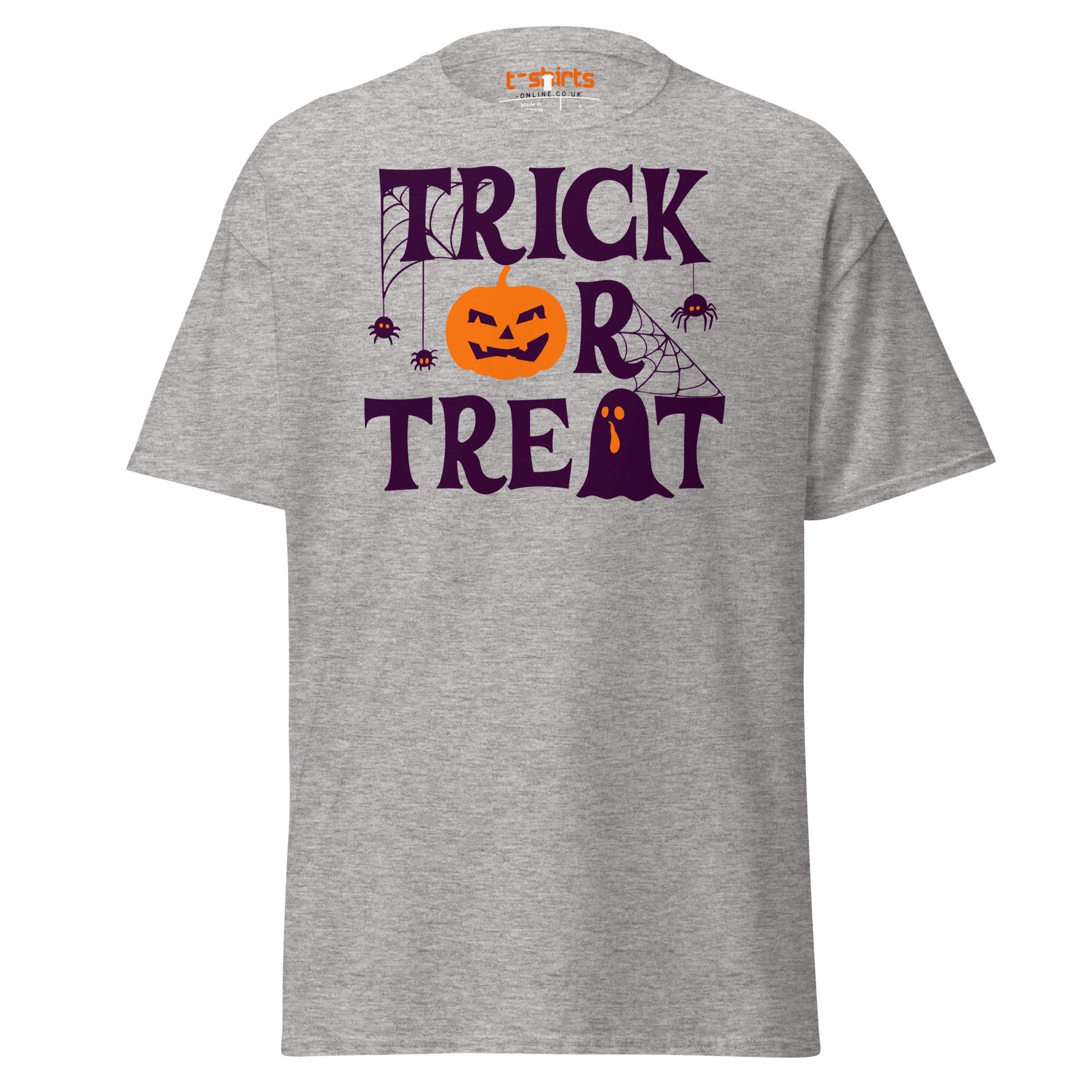 Trick or Treat Pumpkin Ghost Halloween T-Shirt - Sport Grey - T-Shirts Online