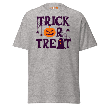 Trick or Treat Pumpkin Ghost Halloween T-Shirt - Sport Grey - T-Shirts Online