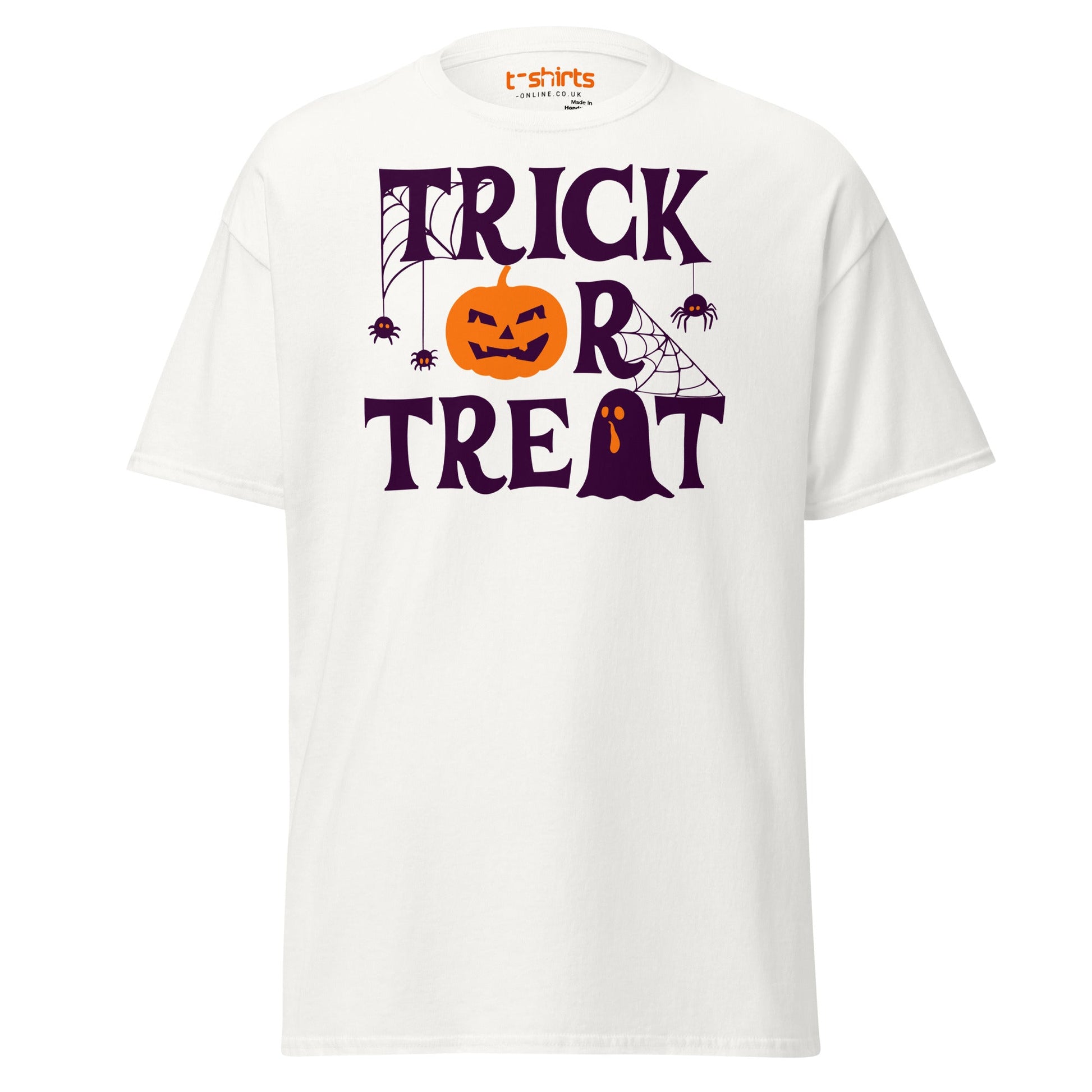 Trick or Treat Pumpkin Ghost Halloween T-Shirt - White - T-Shirts Online